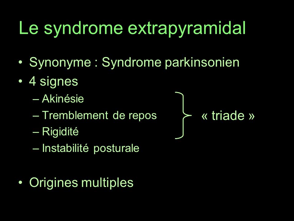 Syndrome extra pyramidal Maladie de Parkinson Chorées ppt video